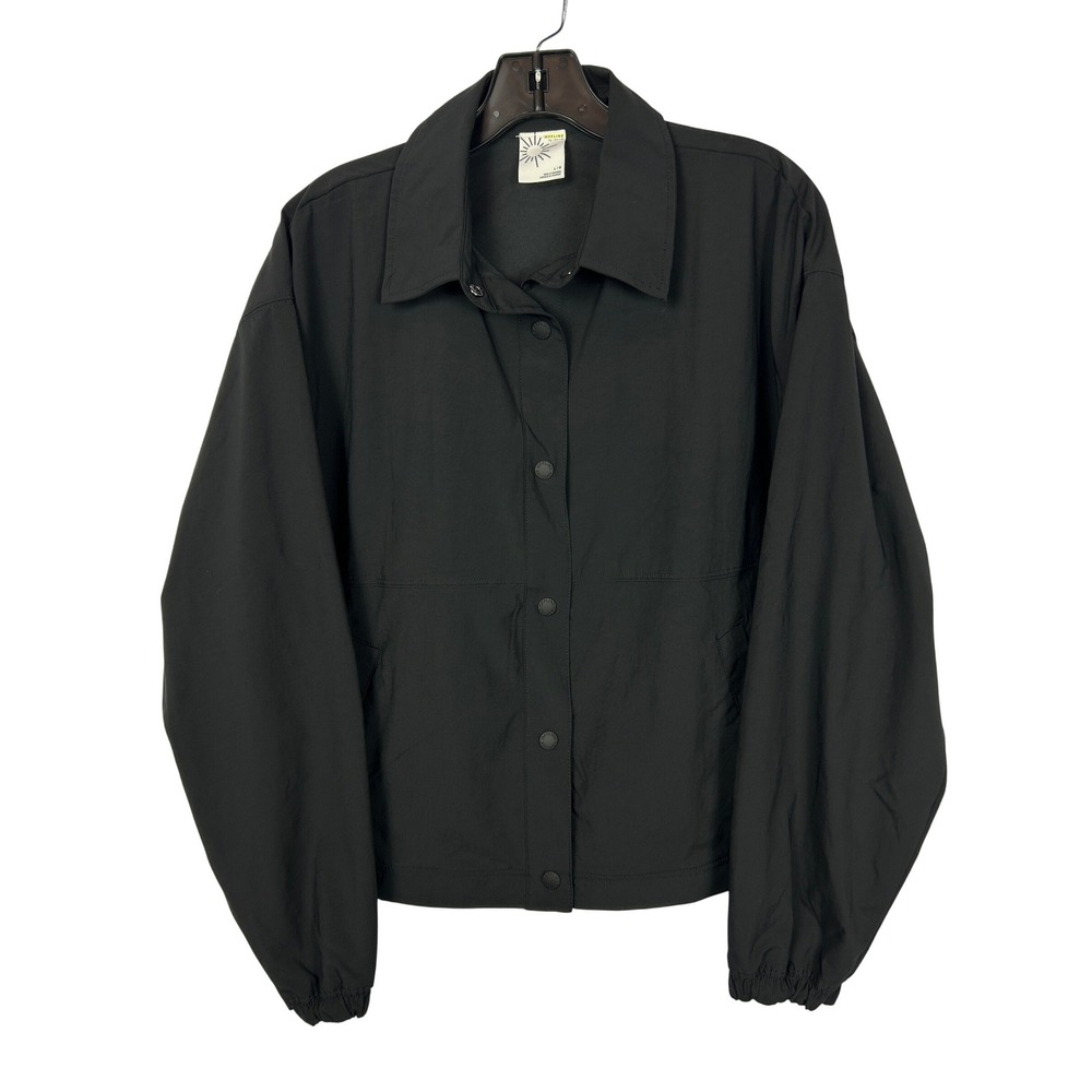 OFFLINE by Aerie Black Snap Front Windbreaker Jacket Sporty‎ Athleisure Large